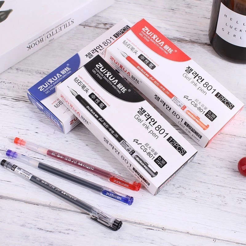 Pack 3 กล่อง (36ด้าม) ปากกาเจลหัวเพชร Success - Zuixua ขนาด 0.38 m.m รุ่น CS.801 จำนวน 36 ด้าม(กล่องละ12ด้าม)