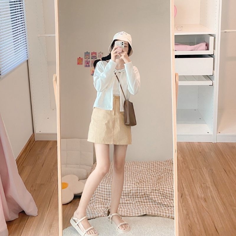 สายเดี่ยว+เสื้อคลุม สีขาว แบรนด์rika.shopp