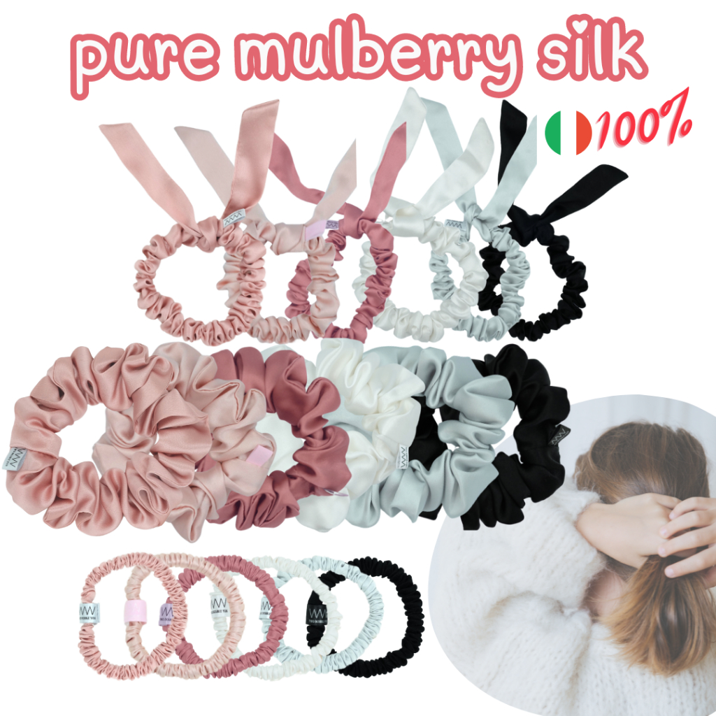 ยางรัดผมผ้าไหม mulberry แท้ 💯% pure mulberry silk scrunchie *รับประกันยางยืดย้วยยาก
