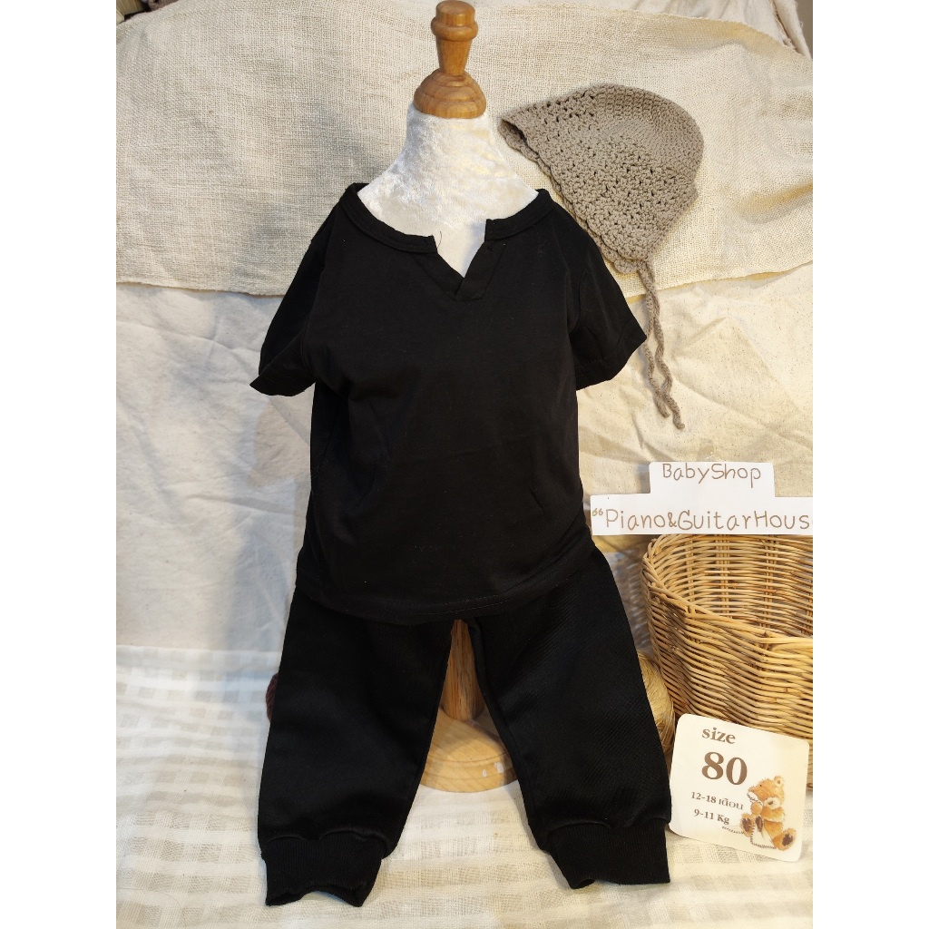 ชุดเซ็ตสีดำแบรนด์ Shein รหัสS82 ส่งต่อเสื้อผ้าลูกสาวแบรนด์มือสอง ชุดเด็กผู้หญิง