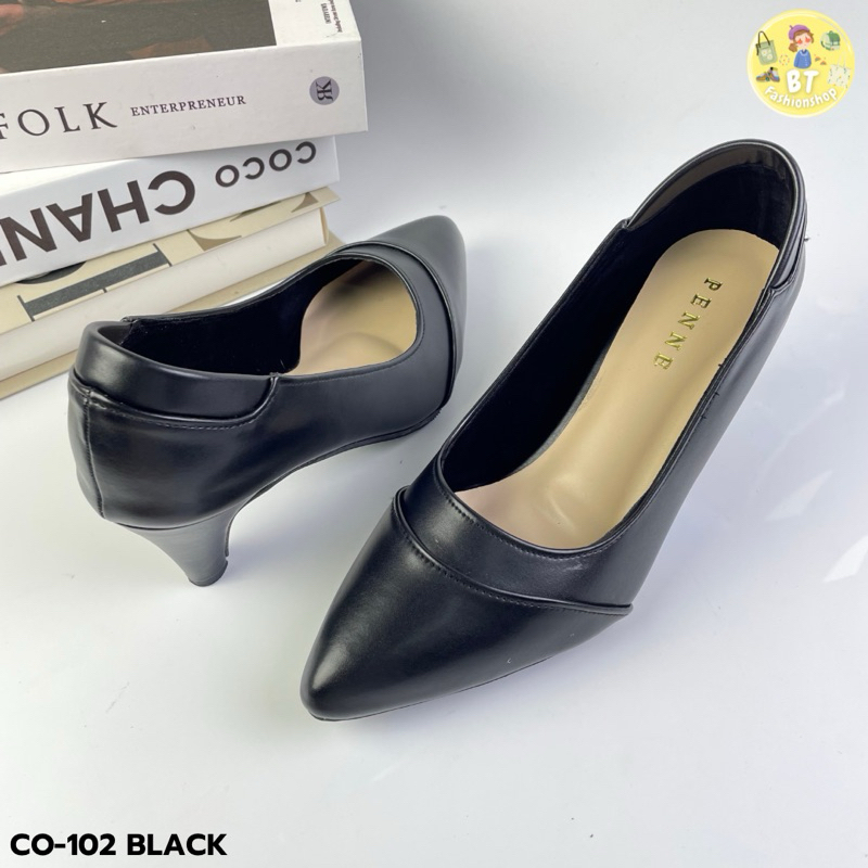 มาใหม่ รองเท้าคัชชูหญิงสีดำ (ทำงาน) Penne เพนเน่ รหัสสินค้า CO-102 ส้นสูง2นิ้ว ใส่ทน สวมใส่สบายเท้า รับน้ำหนักได้ดี