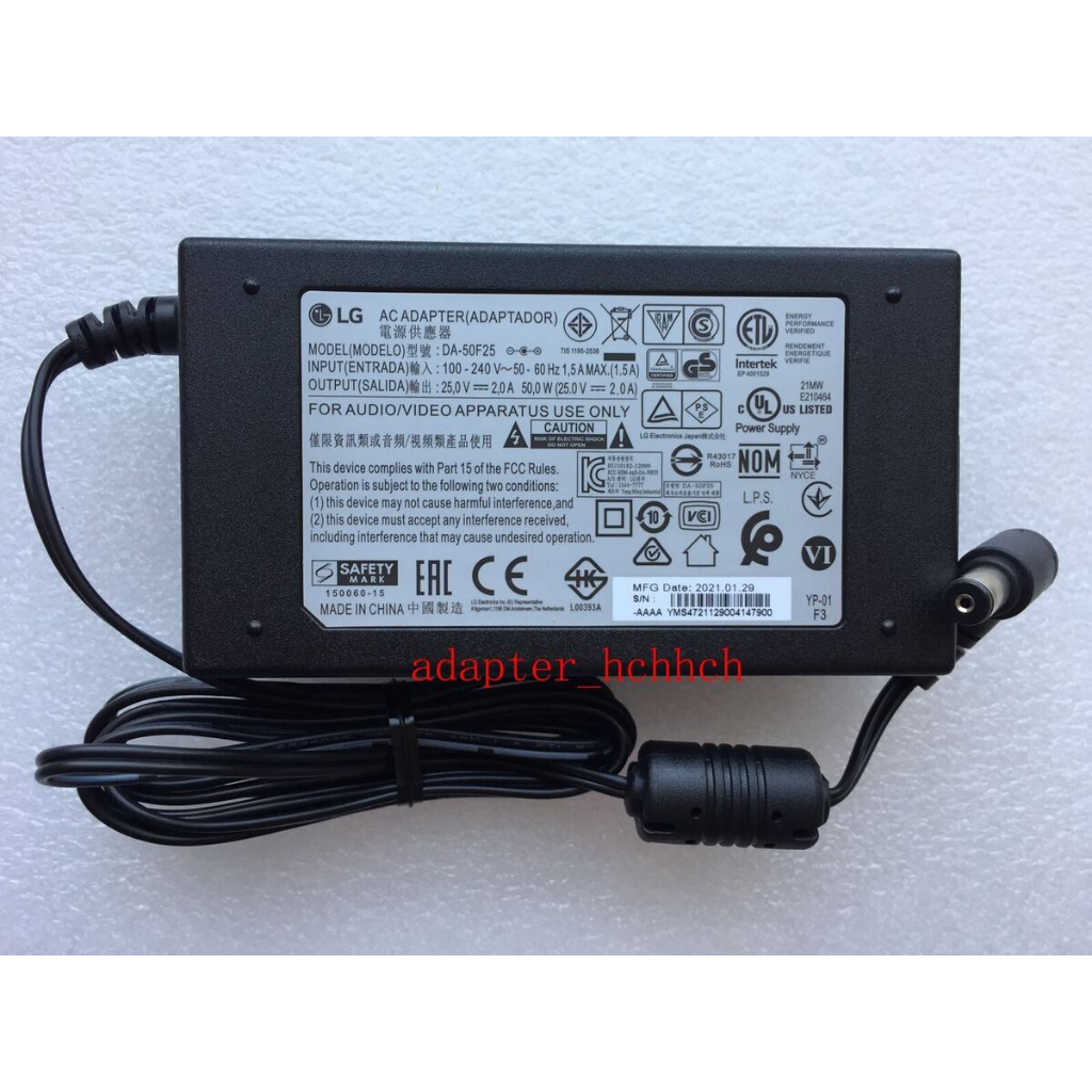 (พรีออเดอร์10วัน) Adapter LG ของแท้ LG 25v 2A  สำหรับ Soundbar 6.5*1.2 mm
