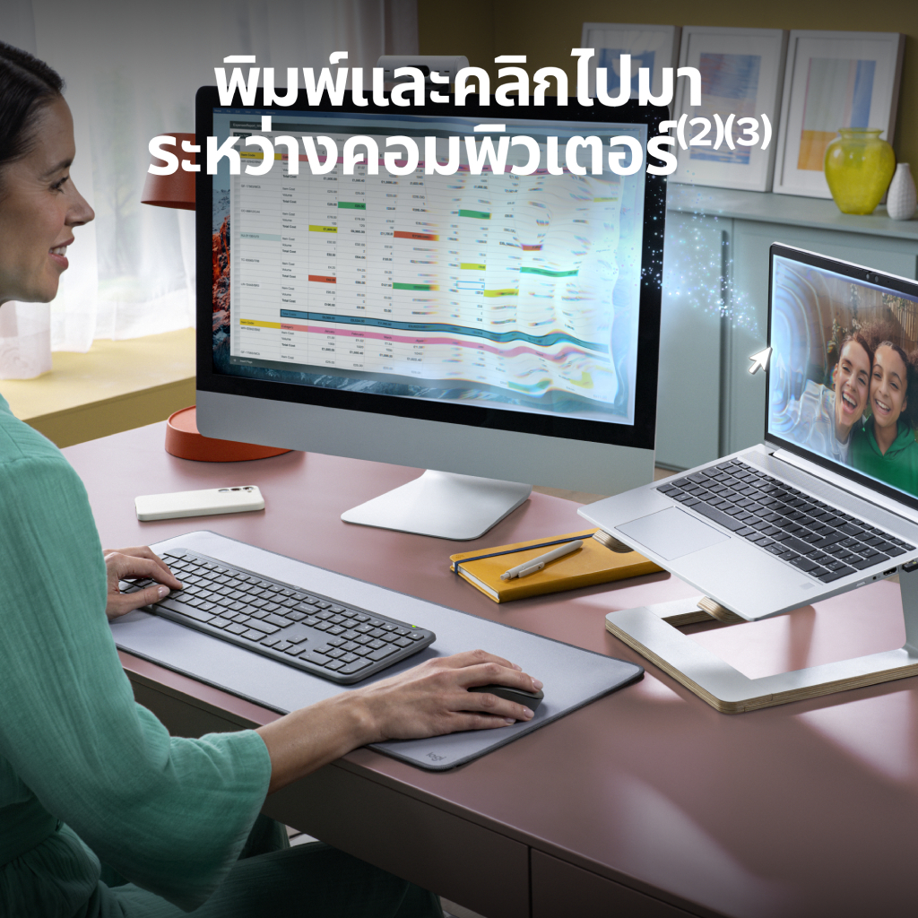 Logitech MK950 Signature Slim Wireless Keyboard and Mouse Combo คอมโบคีย์บอร์ดและเมาส์ไร้สาย(แป้นพิมพ์ EN/สติ๊กเกอร์ TH)