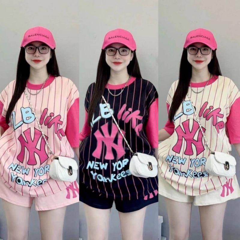 พร้อมส่ง งาน 2 ชิ้นเสื้อแขนสั้นผ้ายืดคู่กับกางเกงขาสั้นผ้าเกล็ดปลางานสกรีนจัดเต็มสีสันสดใสงานสวยผ้าไม่หนามากใส่สบายๆ