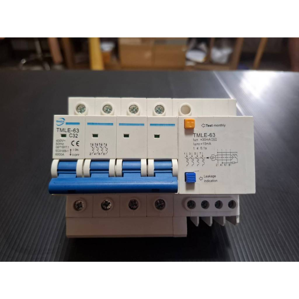 RCBO เบรคเกอร์กันดูด 4P 32A TMDA
