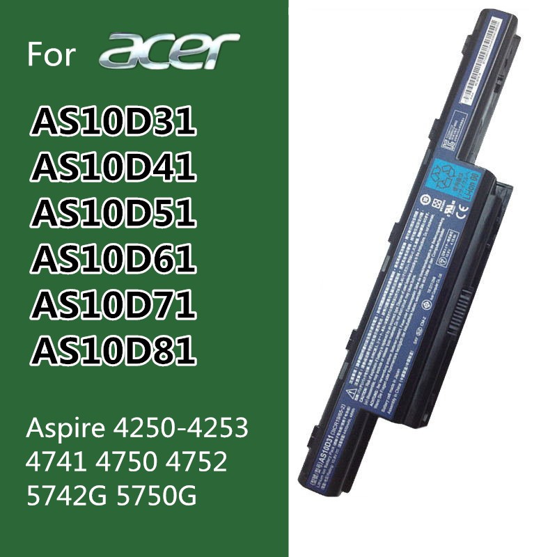 AS10D41 For Acer แบตเตอรี่ AS10D31 AS10D41 AS10D51 AS10D61 AS10D71 แบตเตอรี่ โน๊ตบุ๊ค Aspire 4741 4750 Battery Notebook