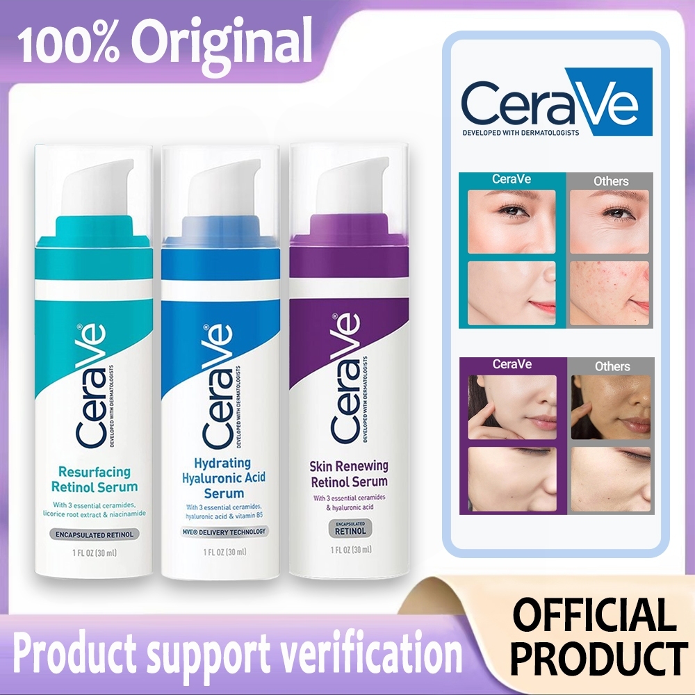 Cerave Resurfacing Serum /Retinol Serum /Hydrating Hyaluronic Acid serum 30ml เซราเว เซรั่มลดริวรอย เซรั่มห 100%original