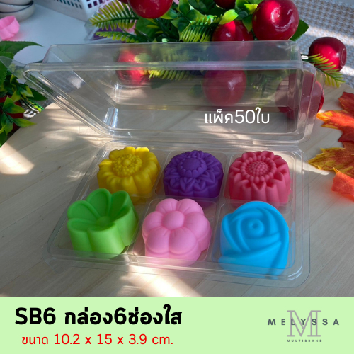 FF50 SB6-1 กล่องใส 6ช่อง ฝาพับ ล็อคได้ แพ็ค50ใบ