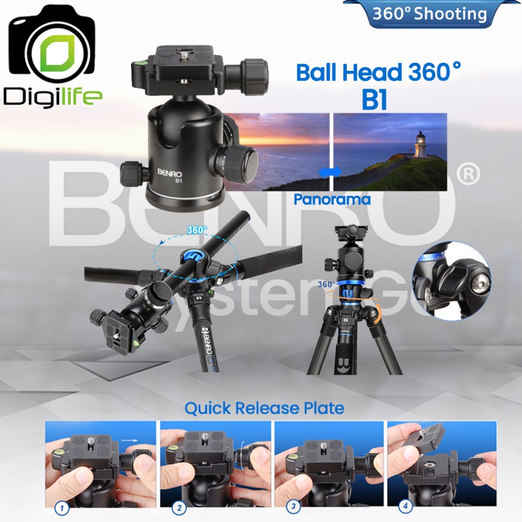 Benro Tripod GA168T B1 ขาตั้งกล้อง อเนกประสงค์ Monopod, Top View, กางราบ, กลับหัว / Digilife Thailand