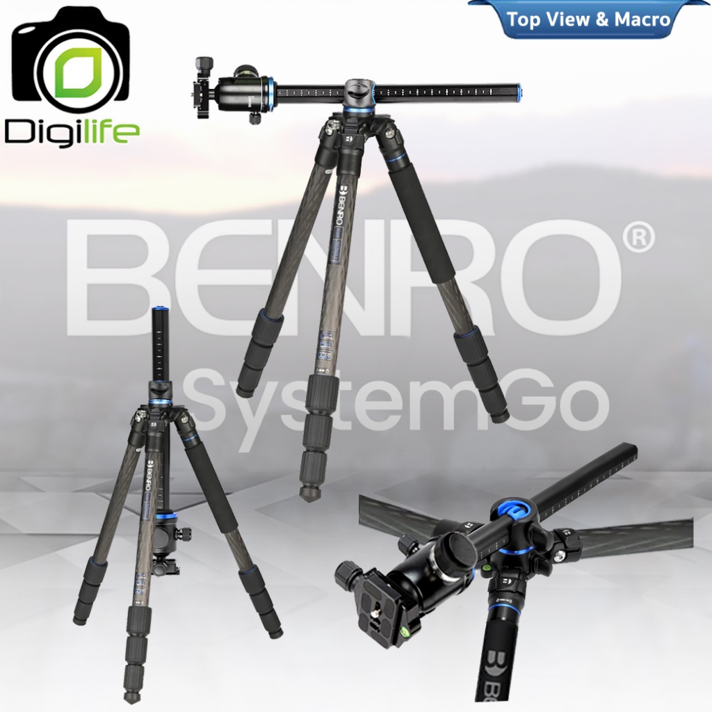 Benro Tripod GC158T J1 Carbon Fiber ขาตั้งกล้อง Monopod, Top View, กางราบ, กลับหัว / Digilife Thailand