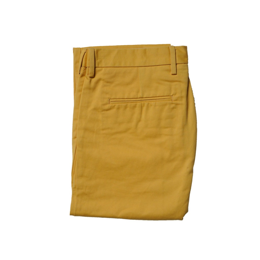 Hazard กางเกงทำงานขายาวไม่มีจีบ ผ้า Cotton(คอตตอน) สีเหลืองกลาง
