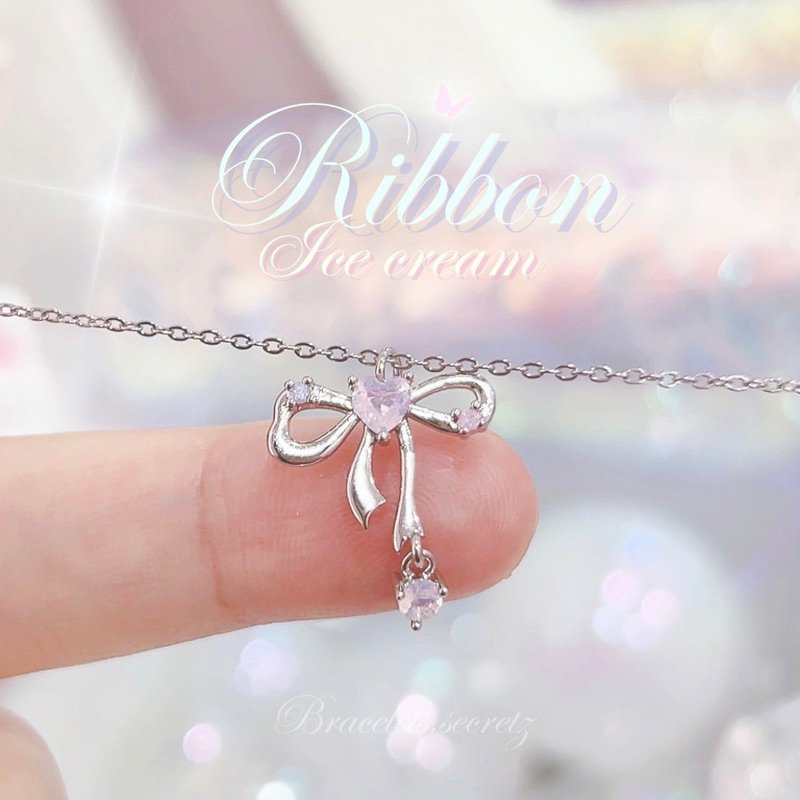 New~🪞 ลด80฿ 🎀 โค้ดหน้าร้าน Ribbon Icecream 🎀🩷🎀🩷 สร้อยคอโบว์สีพาสเทลละมุนมากๆ ชุบเงินแท้ สร้อย สร้อยคอชุบเงิน (32)