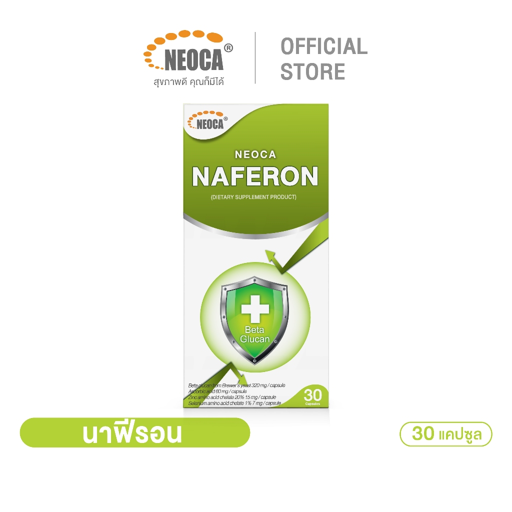 อาหารเสริมสร้างภูมิคุ้มกัน NEOCA Naferon นีโอก้า นาฟีรอน เบต้า-กลูแคน ป้องกันหวัด-โควิด