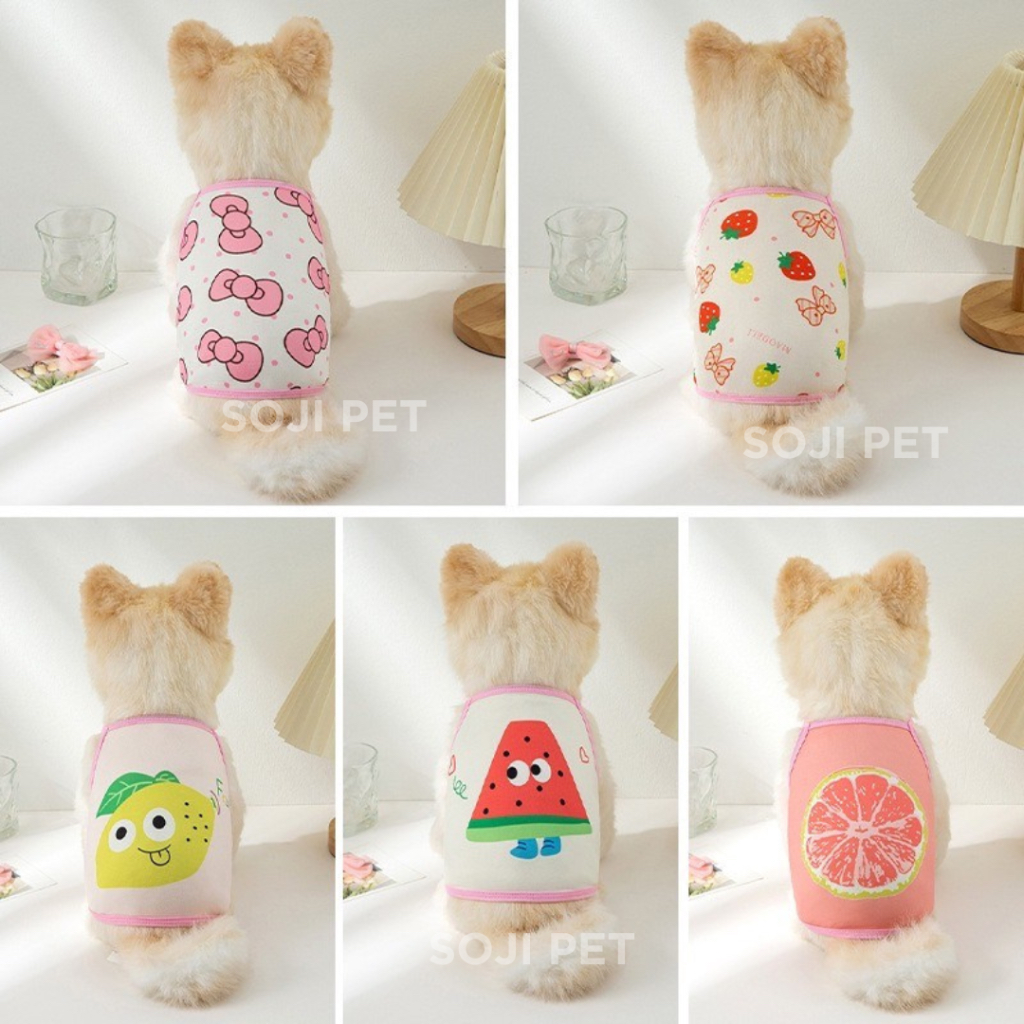 พร้อมส่ง เสื้อผ้าสัตว์เลี้ยงฤดูร้อน เสื้อสายเดี่ยว เสื้อกล้าม ชุดสุนัข แมว ชุดสัตว์เลี้ยง ผ้านุ่ม ใส่สบาย