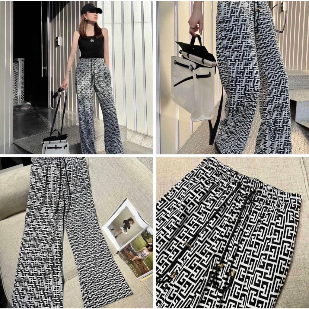 🤎RBSHOP.TH🤎 💥 กางเกงพิมพ์ลายF งานผ้าพริ้ว ยืดได้ถึง34“ 💥 ซื้อกางเกง แถมเสื้อฟรี 1 ตัว ‼️