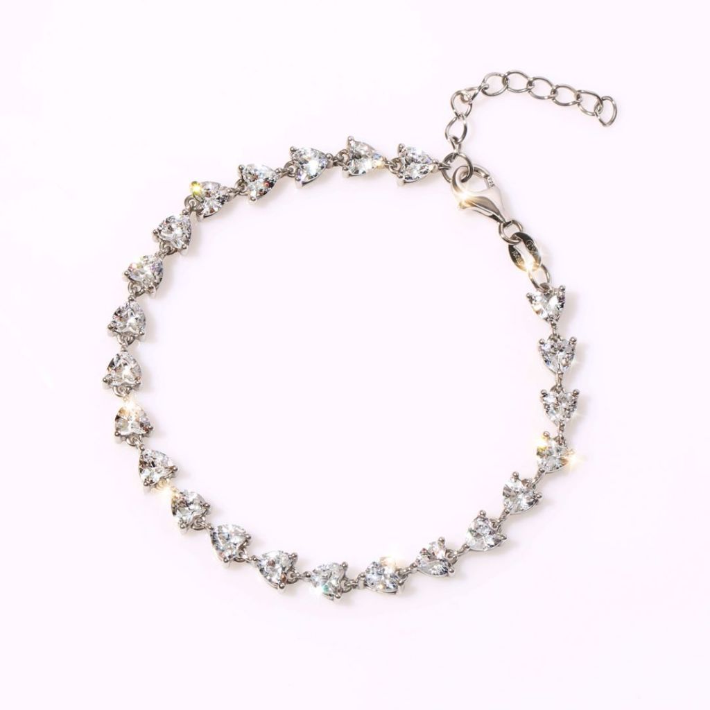 SWAN - Mini Heart Bracelet สร้อยข้อมือเงินแท้ เพชรรูปหัวใจ เพชรคิวบิกเซอร์โคเนีย cubic zirconia