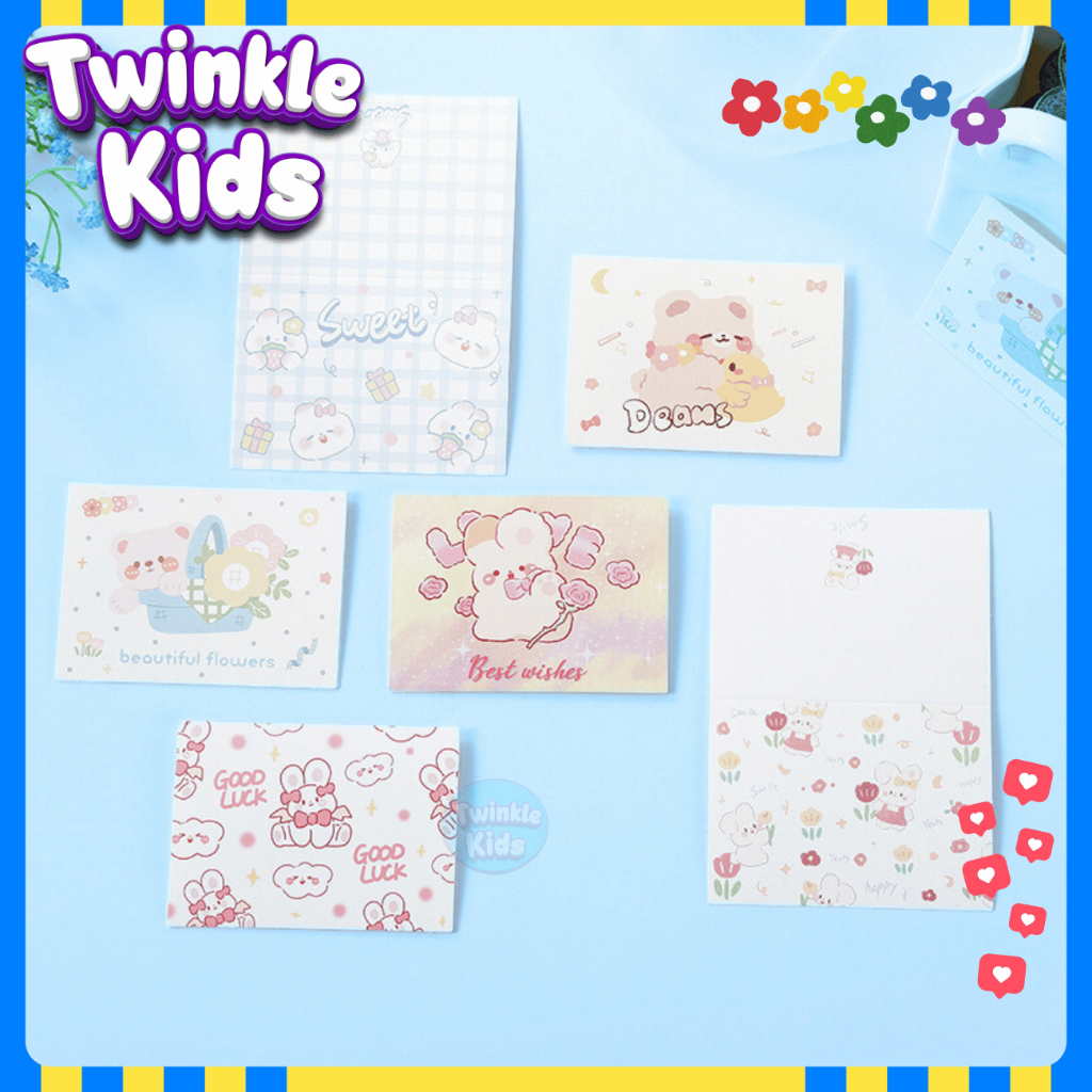 [ถูกคุ้ม!]🚀พร้อมส่งจากกทม.🚛(ขั้นต่ำ 5 แผ่น)การ์ดอวยพร ลายการ์ตูนคิวท์ การ์ดให้เพื่อน ลูกค้า - Twinklekids