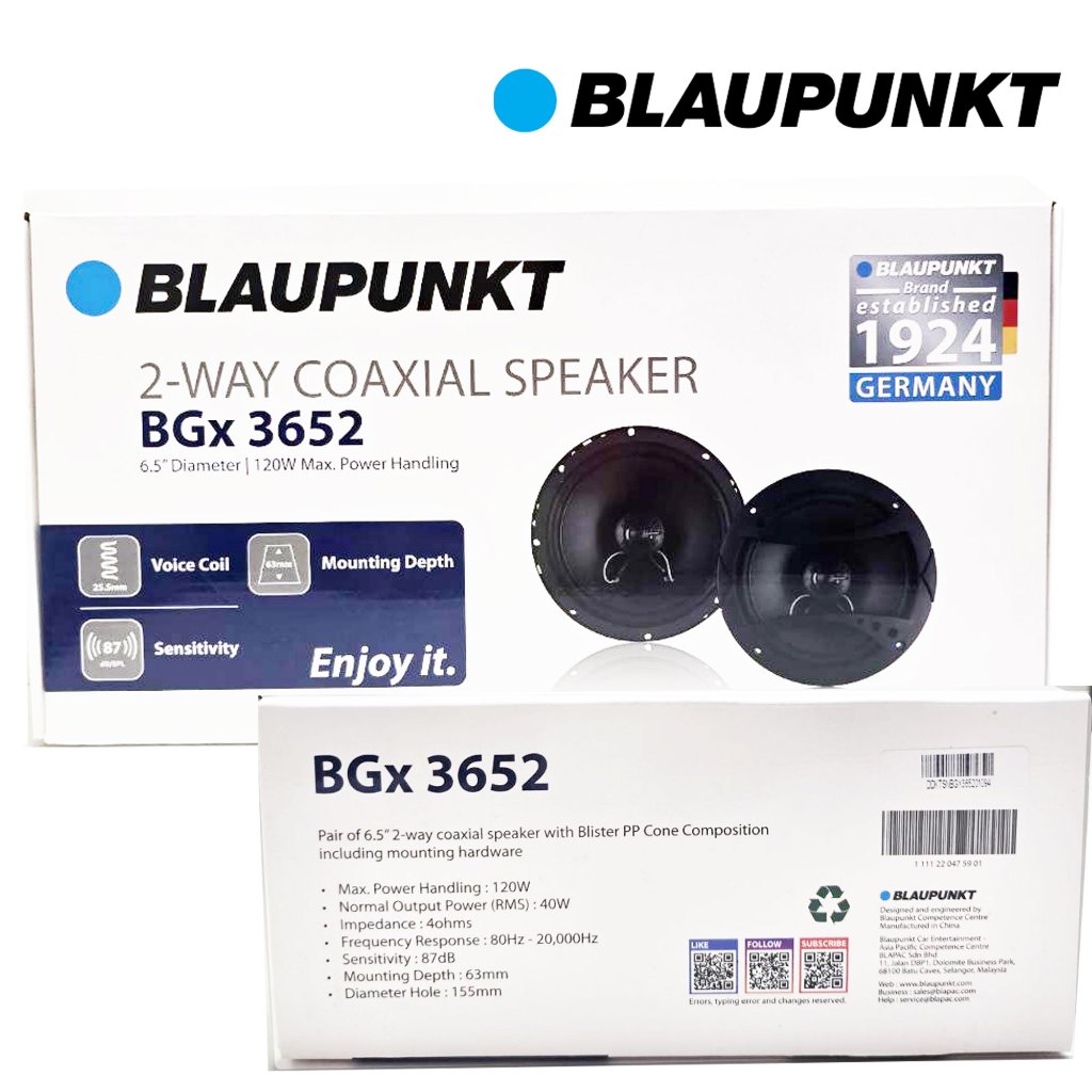 blaupunkt bgx 3652 ลำโพงแกนร่วม blaupunkt bgx 3652c ลำโพงแยกชิ้น ติดรถยนต์ ขนาด 6.5 นิ้ว