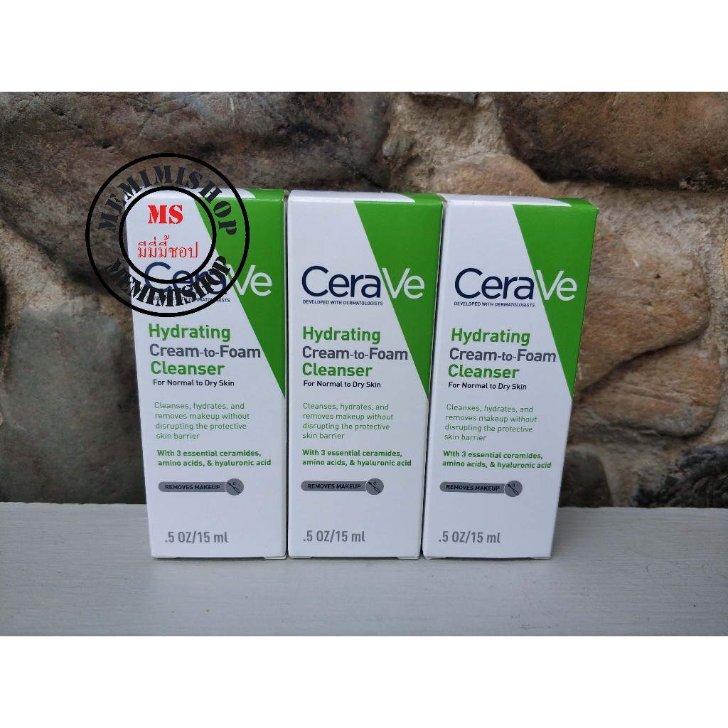Cerave Tester ขนาดทดลอง CERAVE HYDRATING CREAM-TO-FOAM CLEANSER คลีนเซอร์ล้างเครื่องสำอาง(3ชิ้นตามรูป)