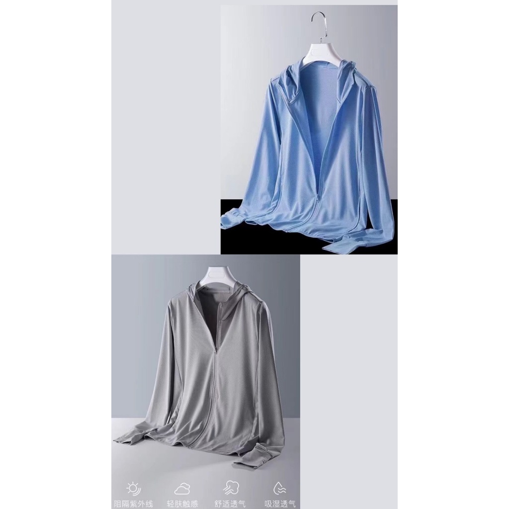 เสื้อเเจ็กเก็ตกันแดดมีฮู้ด ป้องกันรังสียูวีUVเหมาะสมทุกฤดูกาล ใส่ได้ทั้งชายหญิง ผ้าดีใส่สบาย ไม่อึดอัด(ไม่มีกระเป๋าข้าง)