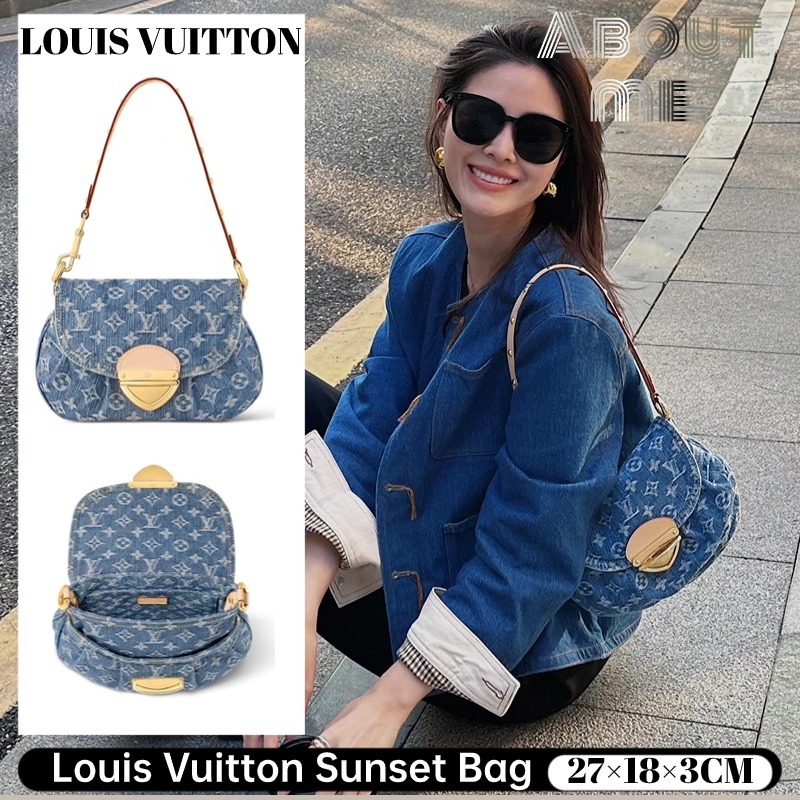 หลุยส์วิตตอง Louis Vuitton Sunset Bag M46829# กระเป๋าถือสตรีผ้ายีนส์ LV bag
