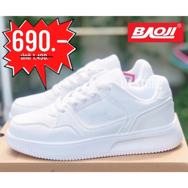 BAOJI ลิขสิทธิ์แท้ SALE รองเท้าบาโอจิ สีขาว เบาจิ ผู้หญิง นุ่ม สบาย ใส่ลำลอง เที่ยว เรียน ทำงาน ผ้าใบออกกำลังกายเบาๆ