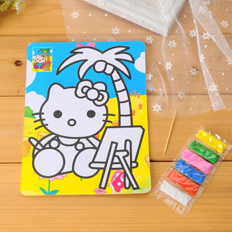 🔥พร้อมส่ง🔥 กระดาษโรยทราย ภาพวาดทราย ทรายระบายสี ของเล่นเพื่อการศึกษาเด็กทำด้วยมือ DIY กระดาษกาว