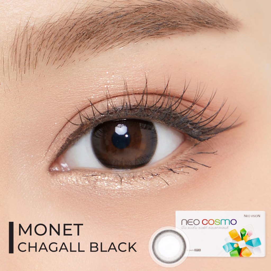 ซื้อ คอนแทคเลนส์ Monet Chagall Black (Neo Cosmo) ส่งฟรีไม่ต้องใช้โค้ด สีดำเท่าตา ใส่ไปเรียน คล้ายเลนส์ใส