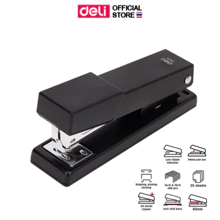 เครื่องเย็บกระดาษ Deli ที่เย็บกระดาษ 25 แผ่น แม็ก เครื่องเย็บ สีดำ (แพ็ค 1 ชิ้น ) อุปกรณ์สำนักงาน เครื่องเขียน ชุดแม็ก