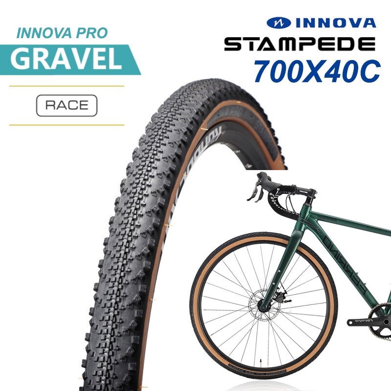 ยางนอกจักรยาน INNOVA PRO STAMPEDE 700x40c ยางขอบลวด แก้มสีน้ำตาล สำหรับจักรยานสไตล์ GRAVEL Bike