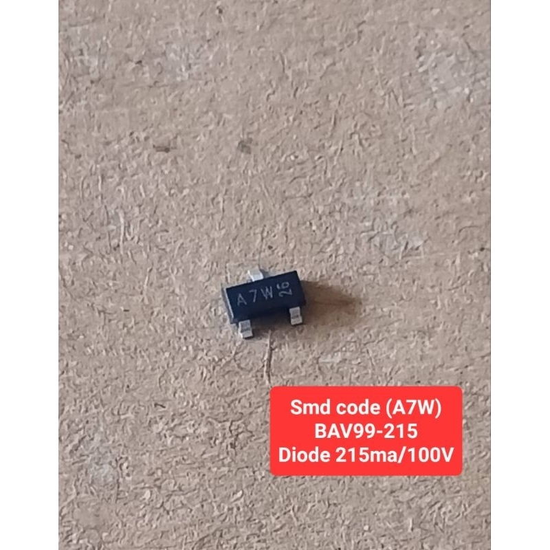 BAV99-215 SMD Code (A7W) High-Speed Double Diodes 215ma/100Volt(ห่อละ10ตัว)(ราคาห่อละ)