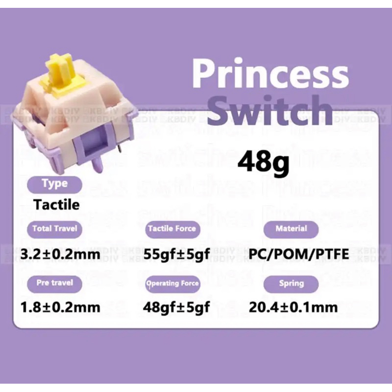 MMD Princess V3 Switch Linear Tactile 38/45/53/48/60g HIFI Sound Mechanical Keyboard Switches POM 5p