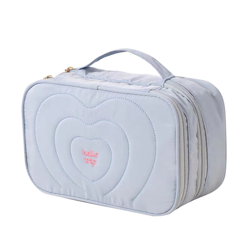 กระเป๋าเครื่องสำอาง กระเป๋าใส่เครื่องสำอาง 2 ชั้น แบบพกพา EAZY Hello Trip Triple Heart จุเยอะ กันน้ำ ใส่สกินแคร์ เดินทาง thumbnail 8