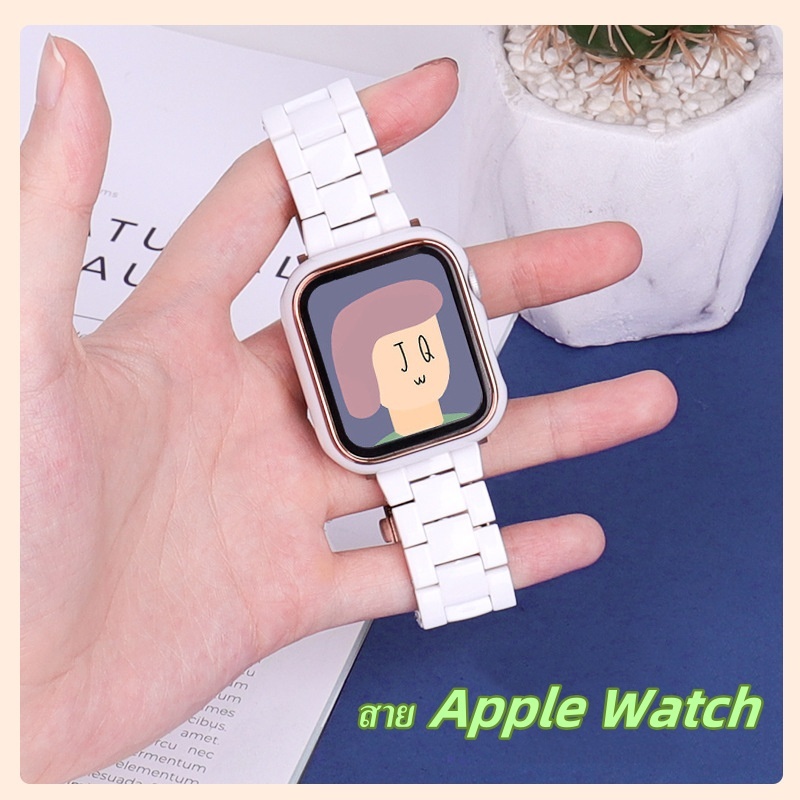 พร้อมส่ง!สายนาฬิกาข้อมือ พลาสติก เรซิน อะคริลิคใส แฟชั่น สําหรับ Apple watch Series 8 7 SE 6 5 4 3 Ultra iwatch 40 มม. 4