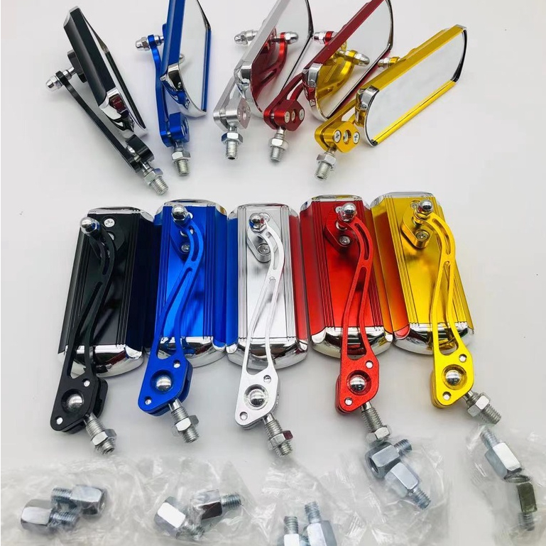 กระจกแต่ง 4 เหลี่ยม รถมอเตอร์ไซต์ 298-2 กระจกมีเนียม สี่เหลี่ยม ใส่ได้ทั้ง HONDA และ YAMAHA MOTO