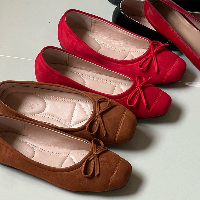 Arryn Shoes | แอรีน รองเท้าคัทชูกำมะหยี่แต่งโบว์ มีไซส์ 36-43