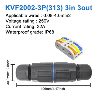 ขั้วต่อสายไฟกันน้ำ คอนเนคเตอร์กันน้ำ ข้อต่อกันน้ำ IP68 outdoor 2P 3P Waterproof Connector กันฝน กันแดด ติดตั้งภายนอก