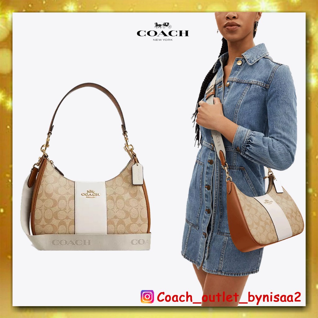 Coach Teri Hobo In Signature Canvas With Stripe CT257