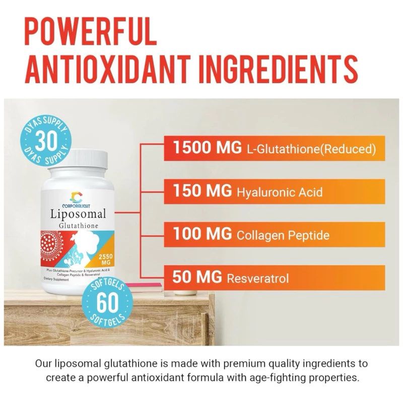 Liposomal Glutathione 1000-2800mg สุขภาพผิว เสริมภูมิคุ้มกัน 60 ซอฟต์เจล thumbnail 4
