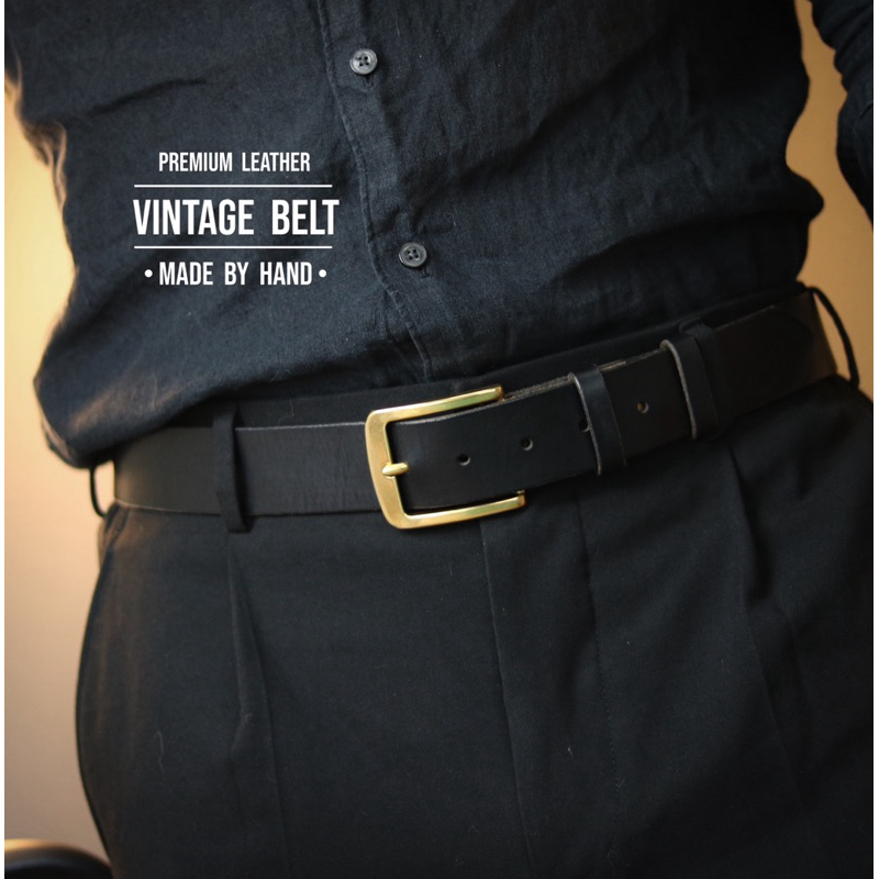 เข็มขัดหนังแท้ Vintage belt หนังฟอกฝาดเกรดนำเข้า