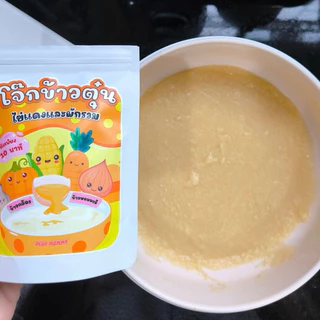 โจ๊กข้าวกล้องตุ๋น เนื้อสัตว์ผสมผักรวม 6M+ รวม 5 ซอง แซลมอน,ไข่แดง,ปลานิล,อกไก่,ปลาทะเล