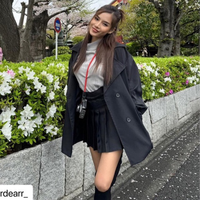 C025 Trench coat แบบสั้น เนื้อผ้าไม่หนา