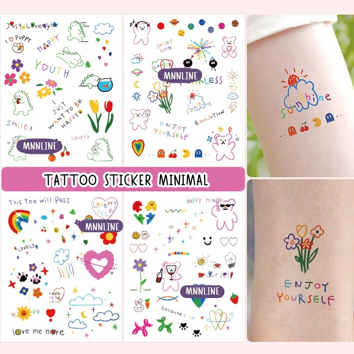 แทททูรอยสัก มินิมอลลายรวม พร้อมส่ง ติดนาน 2-7 วัน สีขึ้นเลยไม่ต้องรอจ้า