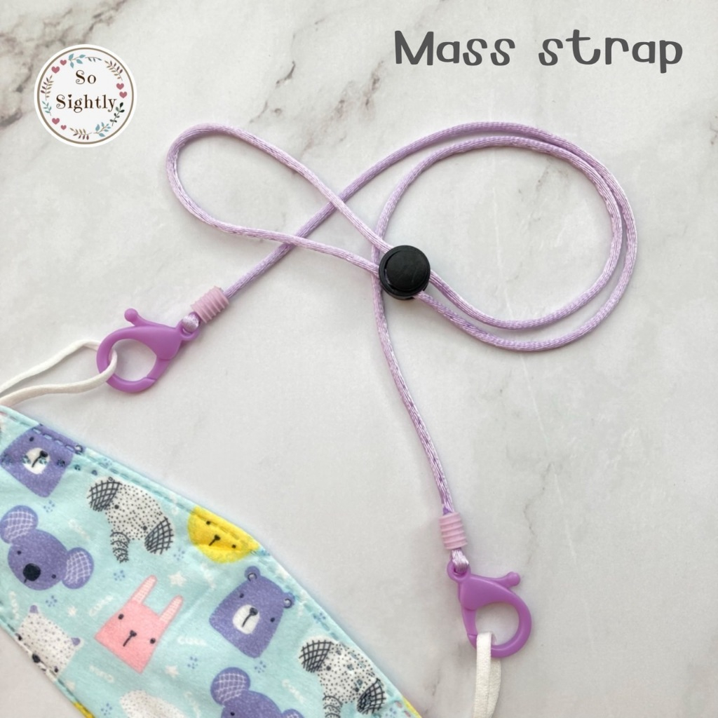 SALE!! สายคล้องแมสเด็ก/ผู้ใหญ่ พร้อมStopperยาวพิเศษ80cm รุ่นตะขอก้ามปู ปรับสายได้ ผ้าซาติน เงามินิมอล