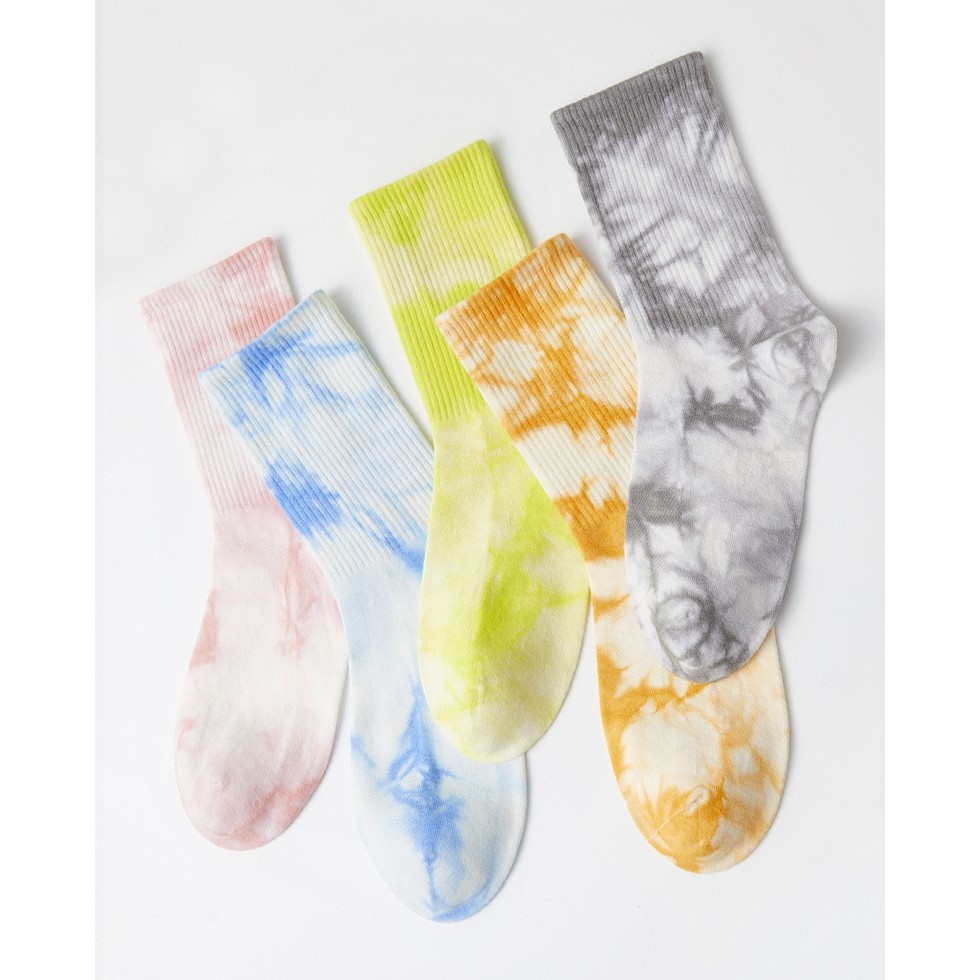 MIX'S SOCKS ถุงเท้าข้อยาวแฟชั่น มัดย้อมลายสวย ผ้าเนียนนุ่ม ระบายอากาศดีมาก