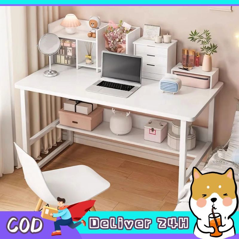 Dogegg🐶มีพร้อมส่ง โต๊ะทำงานหลายฟังก์ชั่นขนาด60/80/100/120CM หน้าท็อปไม้อัดMDF ประกอบง่าย มีหลายสี