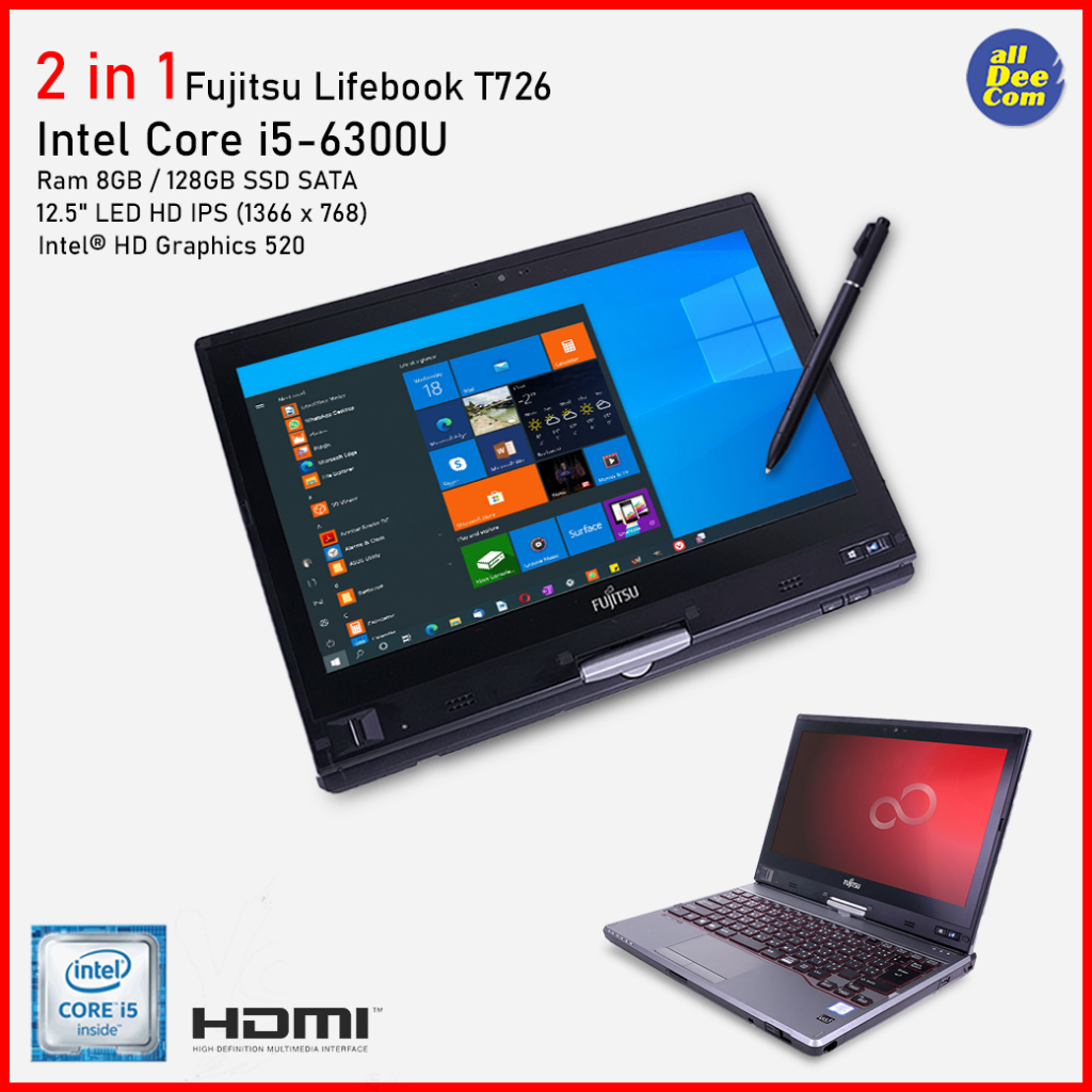 โน๊ตบุ๊ค Fujitsu Lifebook T726/N | 12.5" Touch screen IPS | Intel Core i5 | 8GB | 128GB SSD | มือสอง