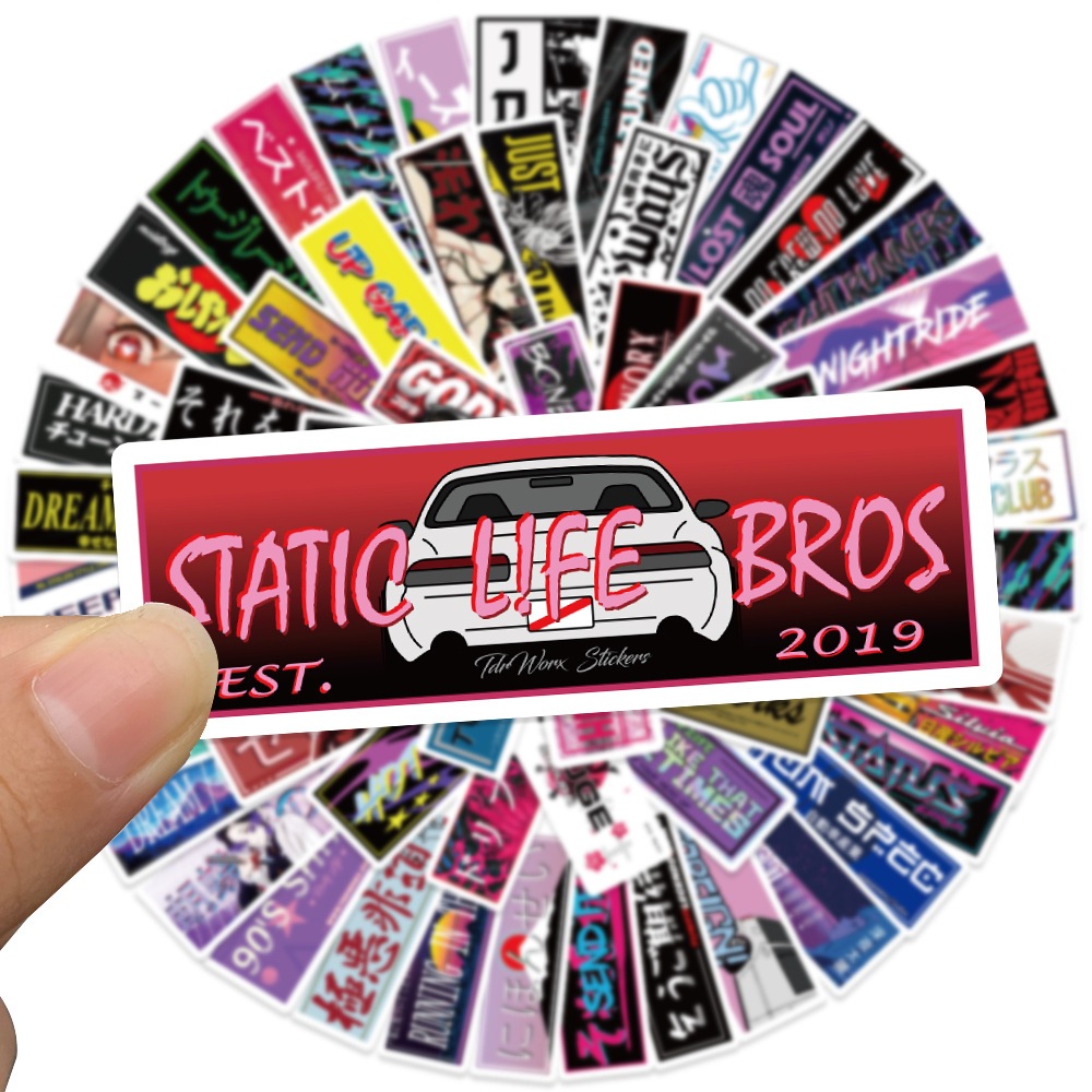 💥พร้อมส่ง💥ป้ายร้าน ญี่ปุ่น คำขวัญ โฆษณา การ์ตูน JDM DIY 60แผ่น anime LOGO sticker ดัดแปลง JAPAN