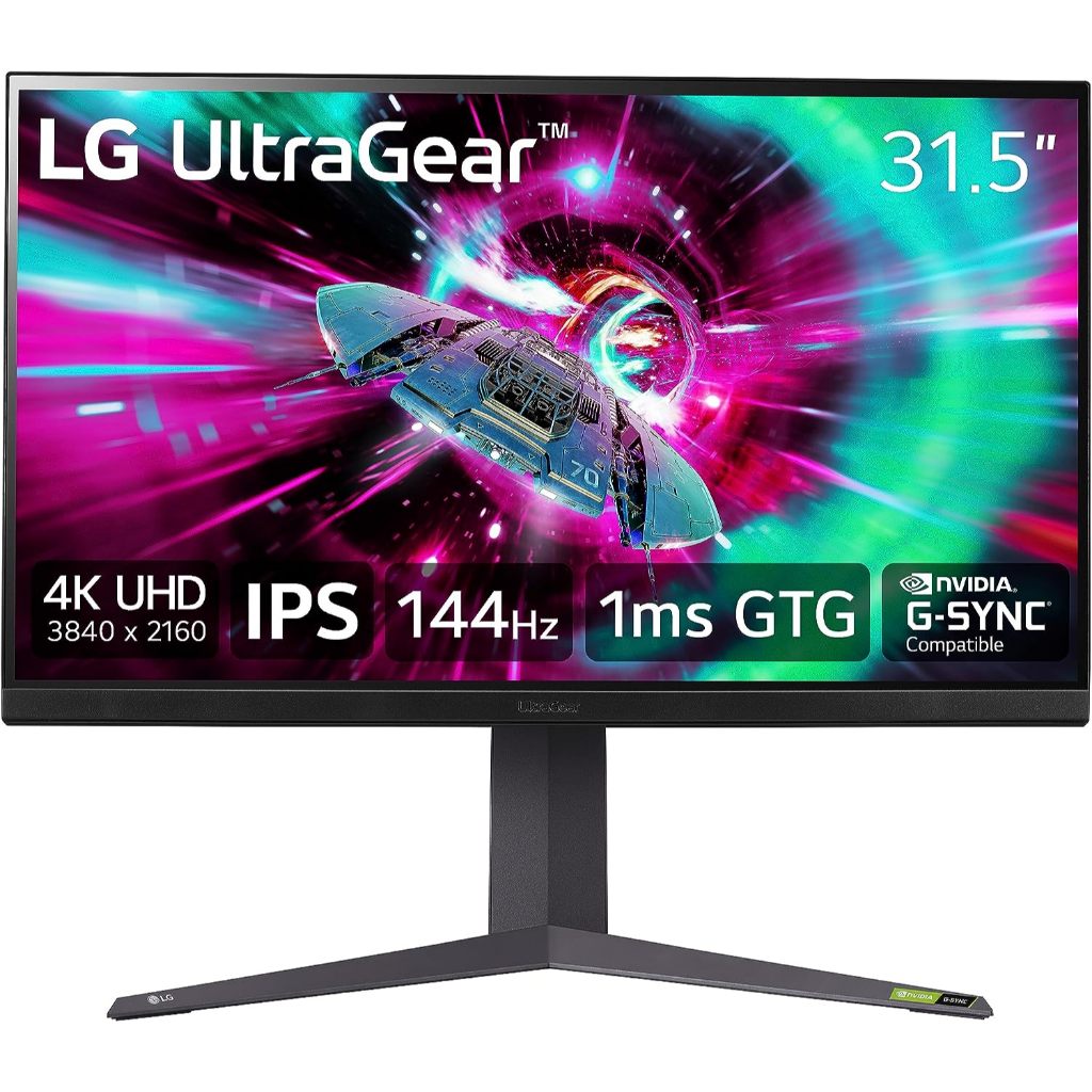 LG 32GR93U-B 32" UltraGear 4K UHD (3840x2160) Gaming Monitor, 144Hz, 1ms, VESA DisplayHDR 400, G-SYNC and AMD FreeSync