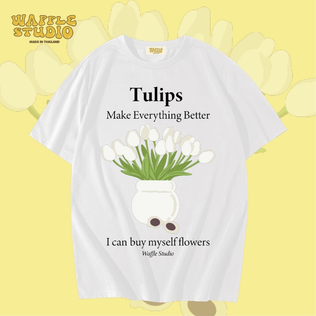 [ ส่งฟรี ] WS0207 เสื้อยืดโอเวอร์ไซส์ เสื้อยืดเกาหลี ผ้าคอตตอน100% เสื้อยืด ลายน่ารัก WAFFLE STUDIO